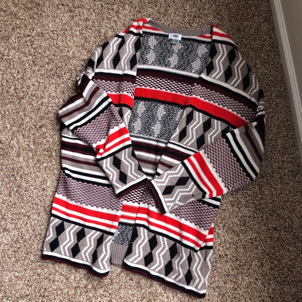 Tribal print open front cardigan